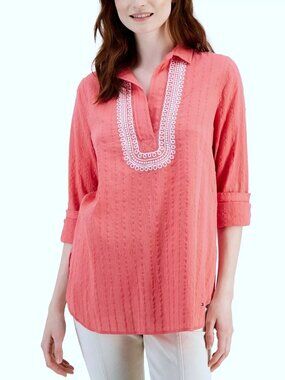 TOMMY HILFIGER Women's Embroidered Textured Tunic. Size XXL